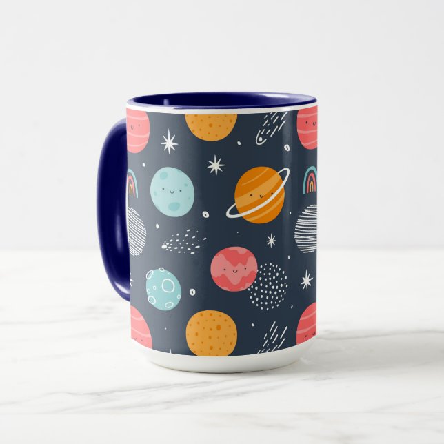 Niedliches Planetenmuster Tasse (Vorderseite Links)