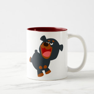 Niedliches Playful Cartoon-Baby Rottweiler Zweifarbige Tasse