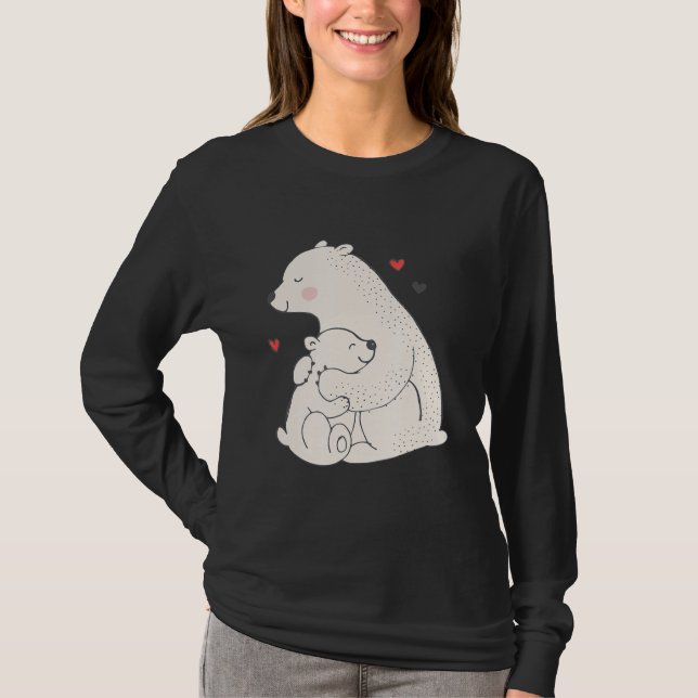 Niedliches Polar-Bär Mama mit Baby T-Shirt (Vorderseite)