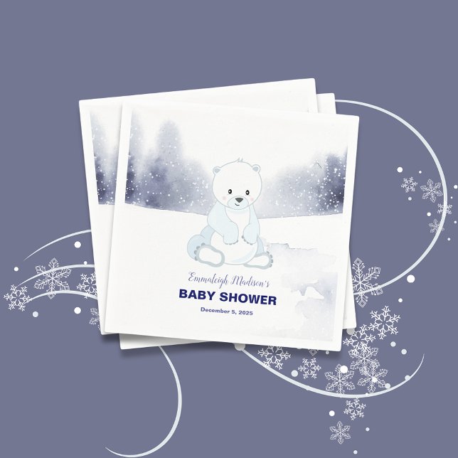 Niedliches Polar Bear Baby Dusche Party Serviette (Von Creator hochgeladen)
