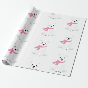 Niedliches Polar Bear Baby Girl Pink Geschenkpapier