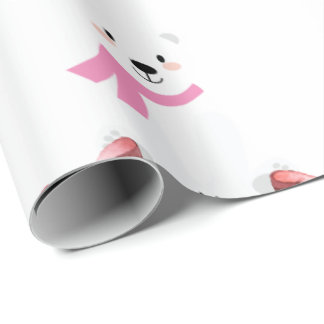 Niedliches Polar Bear Winter Baby Girl Pink Geschenkpapier