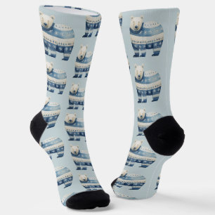 Niedliches Polar-Muster Blau Weiß Socken