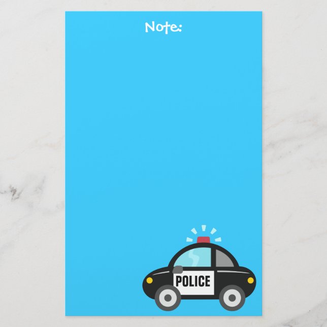 Niedliches Polizei-Auto mit Sirene für Kinder Briefpapier (Vorderseite)