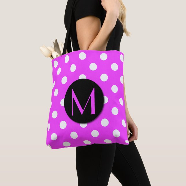 Niedliches Polka-Punkt-Monogramm-Rosa (Von Nahem)