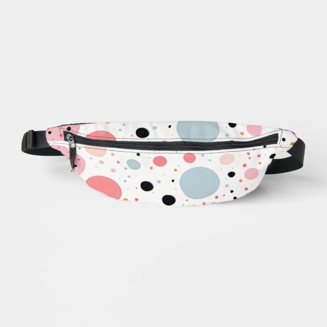Niedliches Polka-Punkt-Spotter-Muster weiß Bauchtasche (Vorderseite)