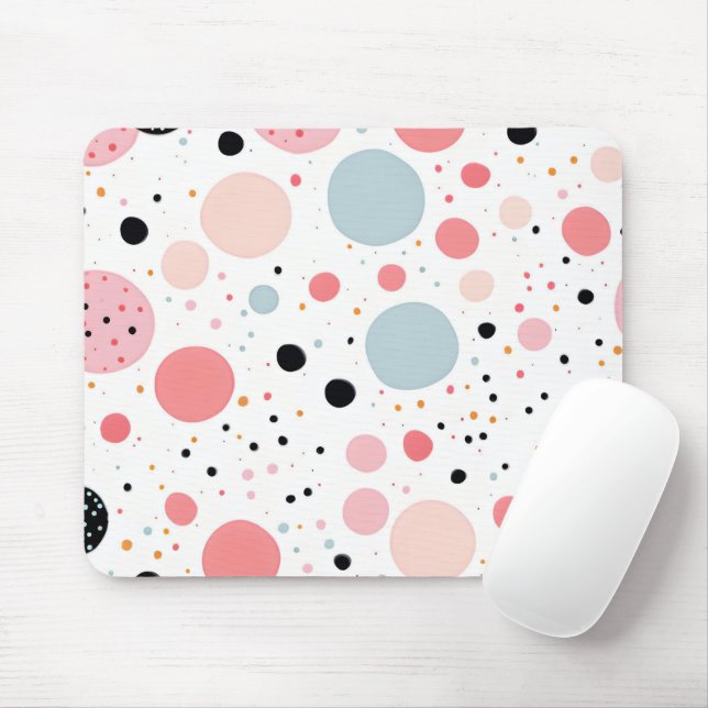 Niedliches Polka-Punkt-Spotter-Muster weiß Mousepad (Mit Mouse)