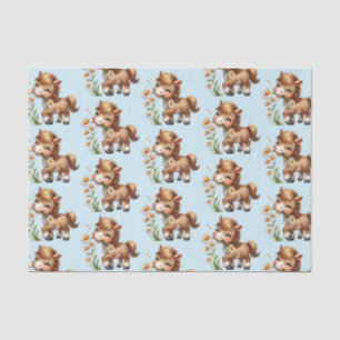 Niedliches Pony Eating Daisies Muster Seidenpapier