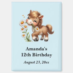 Niedliches Pony Eating Daisies Party Save the Date Magnet