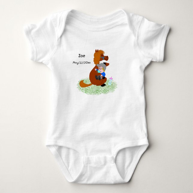 Niedliches Pony mit Baby - niedlich Strampler (Vorderseite)