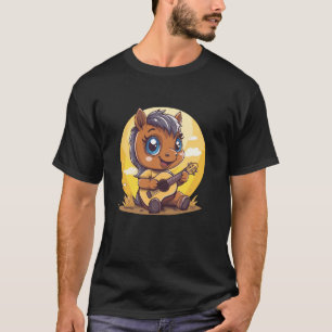 Niedliches Pony mit Gitarre Hübsches Landpferd T-Shirt