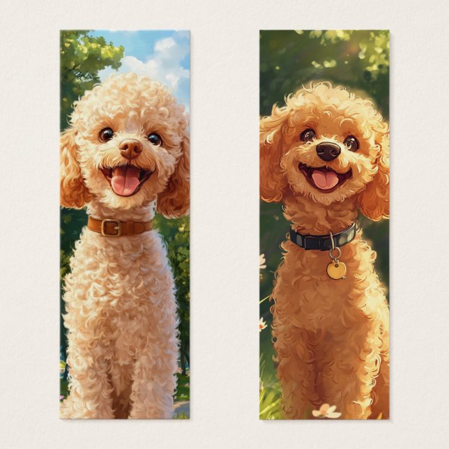 Niedliches Poodle Dog Illustration Lesezeichen (Vorne & Hinten)