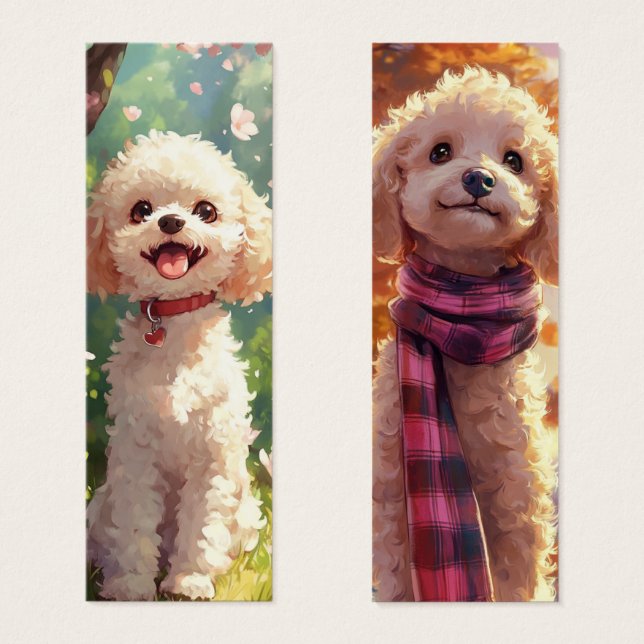 Niedliches Poodle Dog Illustration Lesezeichen (Vorne & Hinten)