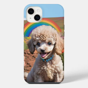Niedliches Poodle Farbenfrohe Blume und Regenbogen iPhone 14 Plus Hülle