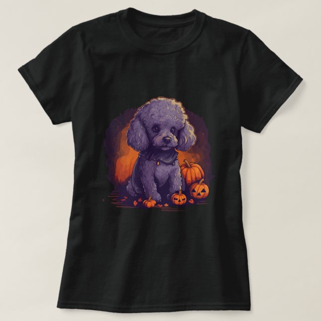 Niedliches Poodle Halloween Standard Poodle Hundel T-Shirt (Design vorne)