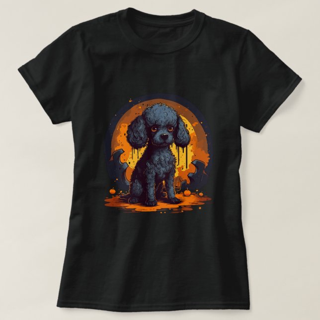 Niedliches Poodle Halloween Standard Poodle Hundel T-Shirt (Design vorne)