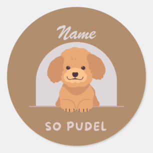 Niedliches Poodle Hund Haustiere Liebe Pfeffer Hau Runder Aufkleber