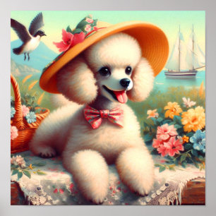 Niedliches Poodle Vintage Malerei Poster