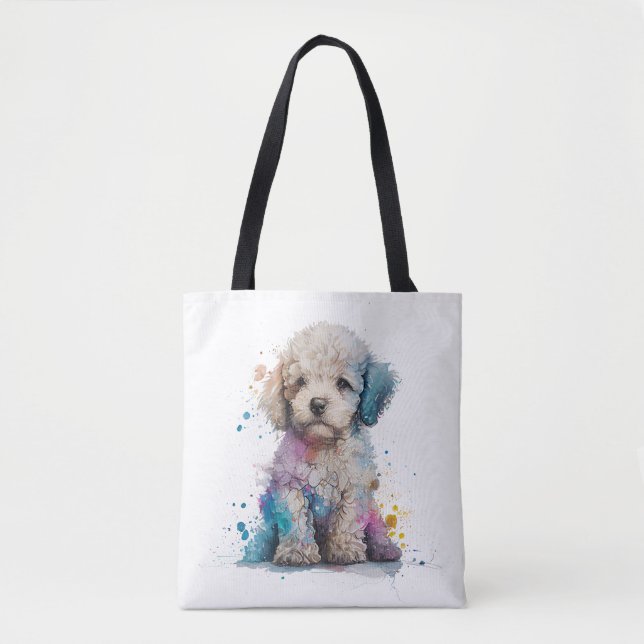 Niedliches Poodle Welpe Wasserfarbe Kunst (Vorderseite)