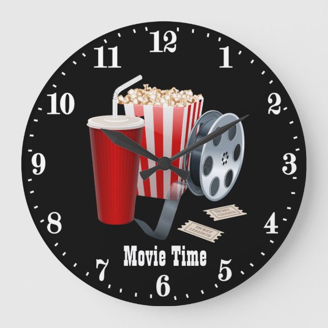 niedliches Popcorn-Add-on  Große Wanduhr (Vorderseite)