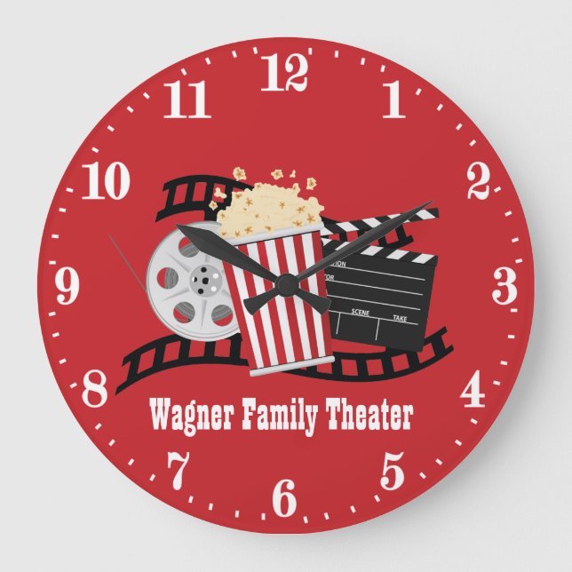 niedliches Popcorn-Add-on Große Wanduhr (Vorderseite)