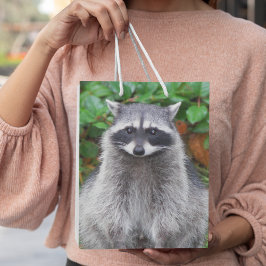 Niedliches Posen Raccoon Wildlife Foto Mittlere Geschenktüte
