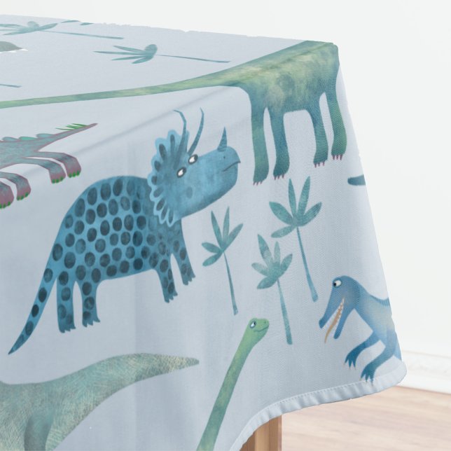 Niedliches prähistorisches Blaues Dinosaurier-Must Tischdecke (Fun dinosaur pattern cloth tablecloth)