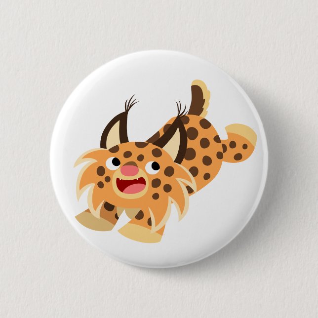 Niedliches Prankings-Cartoon Bobcat Button-Abzeich Button (Vorderseite)
