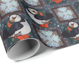 Niedliches Puffsvogel-Wintermuster-Papier Geschenkpapier
