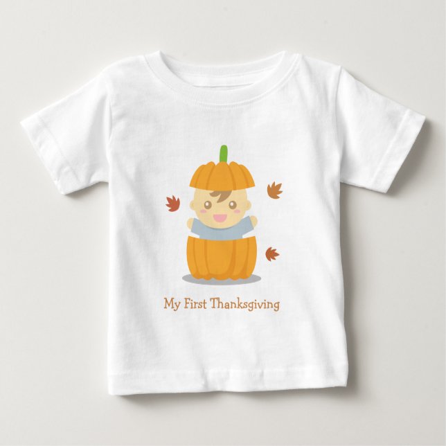 Niedliches Pumpkin Baby First Erntedank Baby T-shirt (Vorderseite)