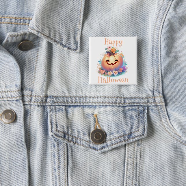 Niedliches Pumpkin Happy Halloween Button (Beispiel)