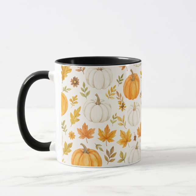Niedliches Pumpkin-Muster | Erntedank Tasse (Links)