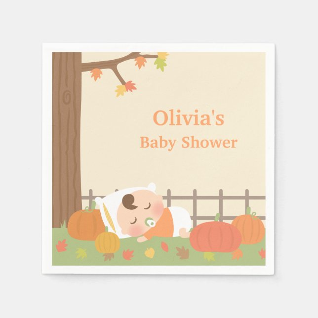 Niedliches Pumpkin Patch Baby Dusche Napkins Serviette (Vorderseite)