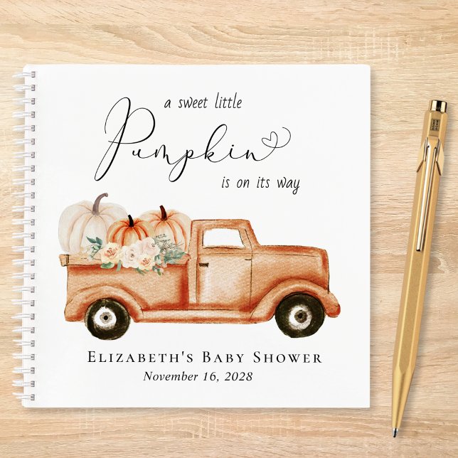 Niedliches Pumpkin Watercolor Baby Showbook Notizbuch (Von Creator hochgeladen)