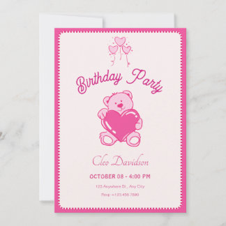 Niedliches Puppenherz Rosa Geburtstag Einladung