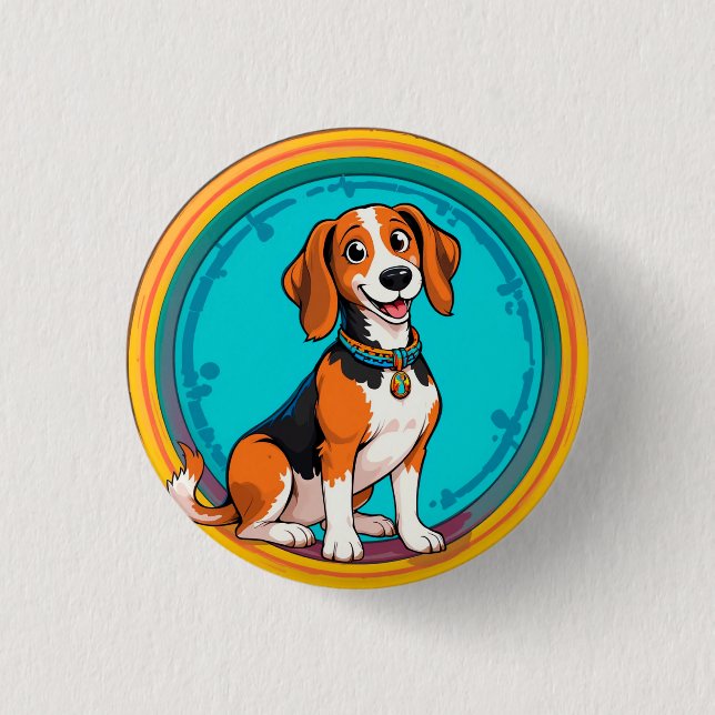 Niedliches Puppy-Cartoon-Design Button (Vorderseite)
