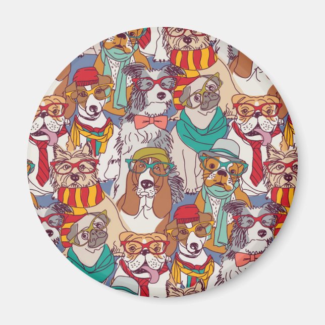 Niedliches Puppy-Fashion-Muster Magnet (Vorne)