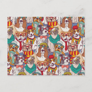 Niedliches Puppy-Fashion-Muster Postkarte
