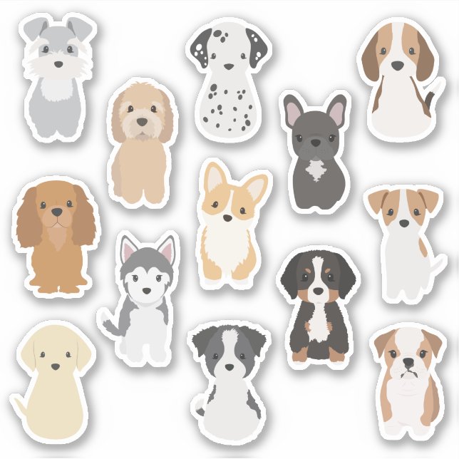 Niedliches Puppy-Sticker-Pack für Hundefreunde Aufkleber (Vorderseite)