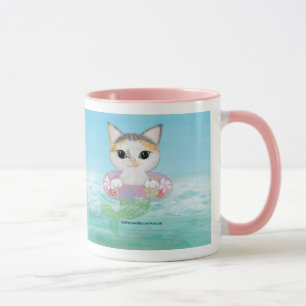 Niedliches Purrmaid mit einem Schwimmenring Tasse