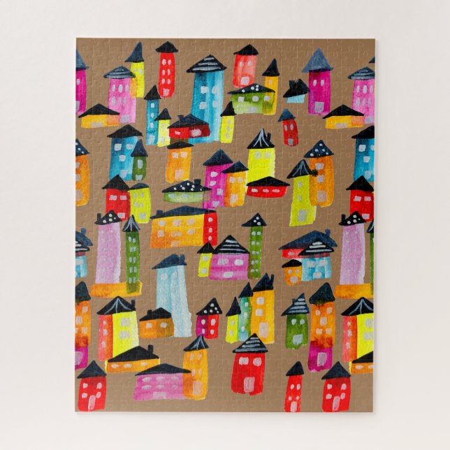 Niedliches Puzzle mit Wasserfarben (Vertikal)