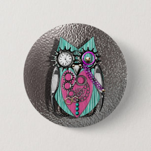 Niedliches Quark Steam Punk Stil Rosa Aquamarines  Button