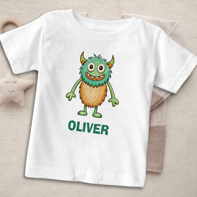 Niedliches Quirky-Monster Personalisiert Baby T-shirt (Von Creator hochgeladen)