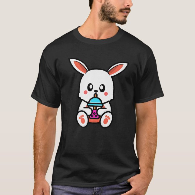 Niedliches Rabbit Boba Tea Kawaii Präsent Anime Ra T-Shirt (Vorderseite)