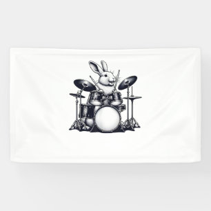 Niedliches Rabbit Bunny Playing Trommeln Rabbits D Banner