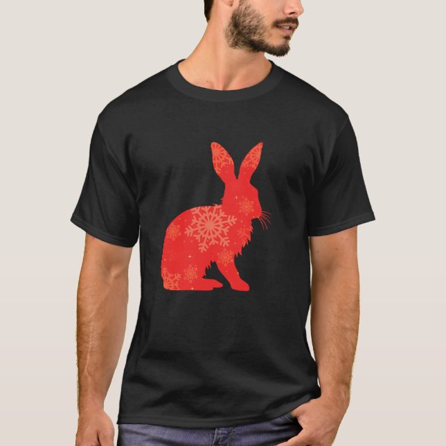 Niedliches Rabbit Lover Winterweihnachtsfest T-Shirt (Vorderseite)