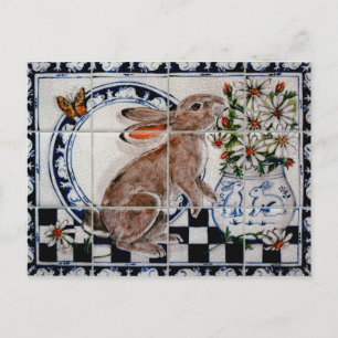 Niedliches Rabbit Niedlich Bunny Dedham Delft Tile Postkarte