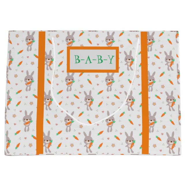 Niedliches Rabbit Orange Boy Girl Große Geschenktüte (Vorderseite)
