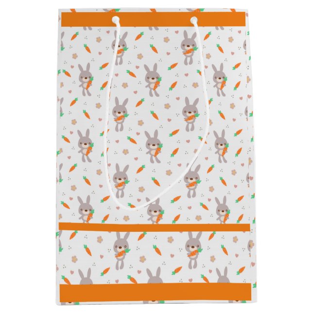 Niedliches Rabbit Orange Boy Girl Mittlere Geschenktüte (Vorderseite)
