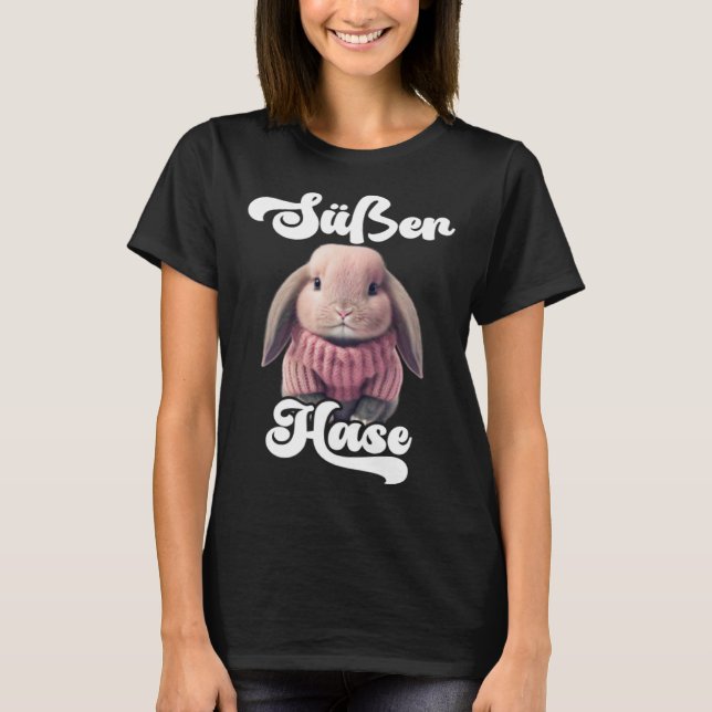 Niedliches Rabbit Retro Winter Rabbit Ski T-Shirt (Vorderseite)